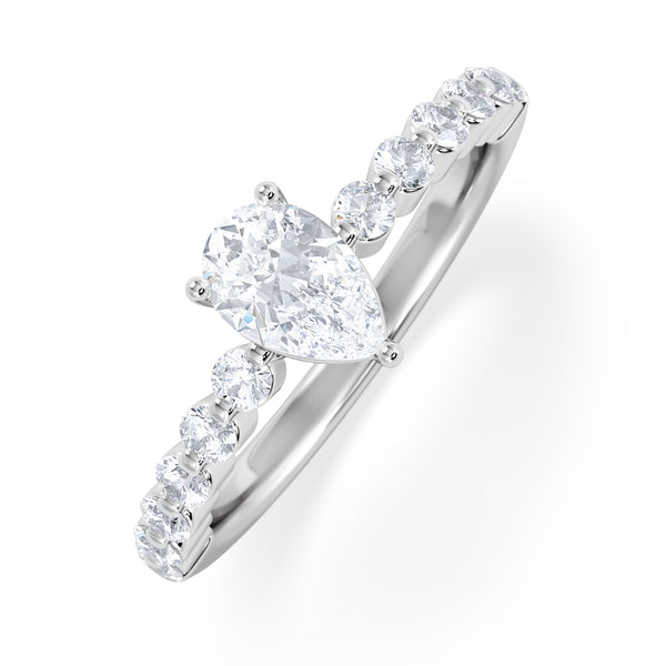 Solstice Pear Cut 0.80ct Lab Diamond Engagement Ring F/VS in 9k White Gold